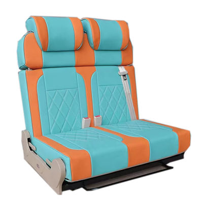 PU Kulit Modifikasi RV Van Seats Biru Oranye Campervan Double Seat